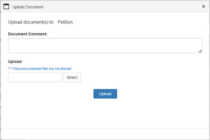 Upload Document window Upload Document window